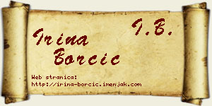 Irina Borčić vizit kartica